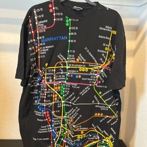 Vtg Y2K NYCSL Men’s T-Shirt New York City Subway Map Big Front Print Size XL